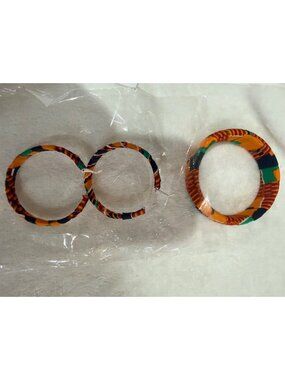 African Print Fabric Jewelry Set: Bangle & Hoop Earrings